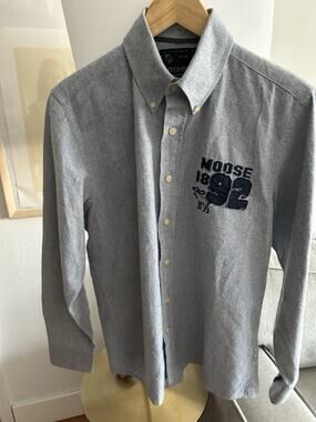 Vtg Y2K Gray Button Up Shirt Size S Preppy Fall 90’s